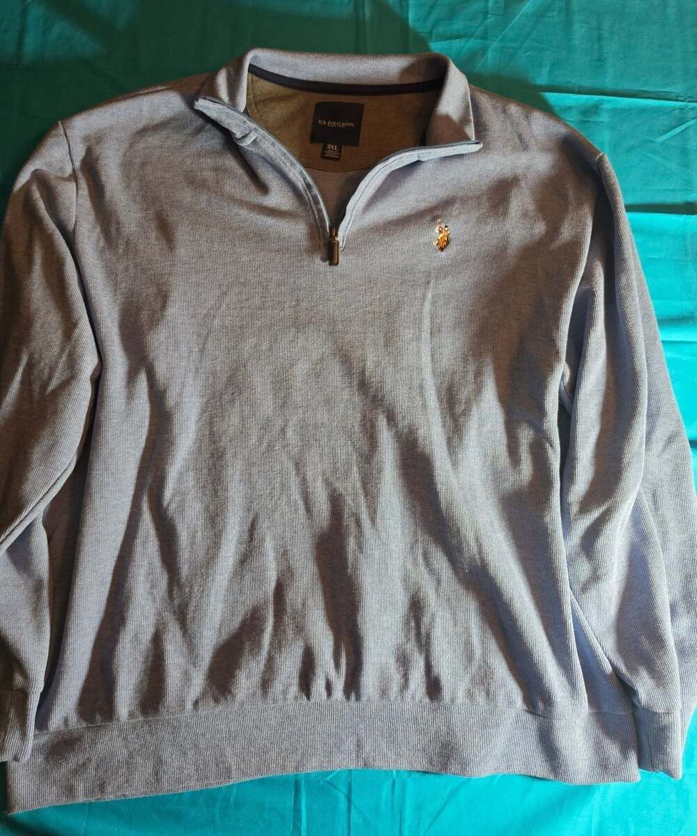 U.S. Polo Assn. Men's Blue Ribbed Quarter-Zip Pullover Sweater 3XL